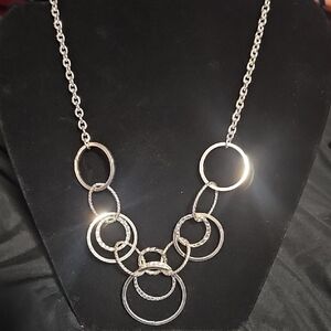 Silver Multi-Ring Statement Necklace - Women Jewelry